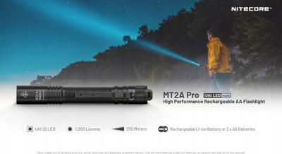 Elektrik dore NITECORE MT2A Pro UHi 20, 1000 lumens, LED, e zezë