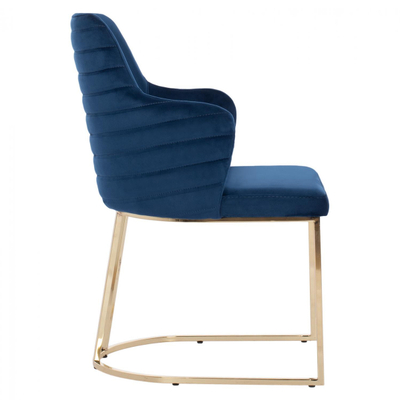 Kolltuk Solana velvet + këmbë ar 54×63×87 cm (HM9275.08), kaltër/ ari