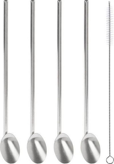 Set kashtash çeliku me lugë, çelik inox, me furçë pastrimi, argjendi