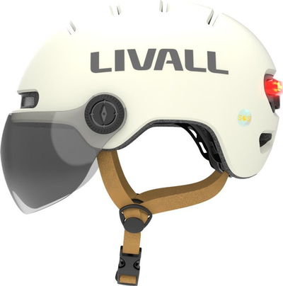 Helmetë biçiklete Livall L23, 54–58 cm, me LED dhe SOS, e bardhë