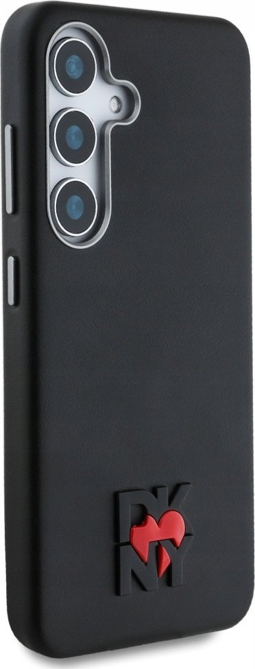 Футрола за телефон DKNY Leather Heart of NY за Samsung Galaxy S25, еко кожа, 3D релјеф, црна