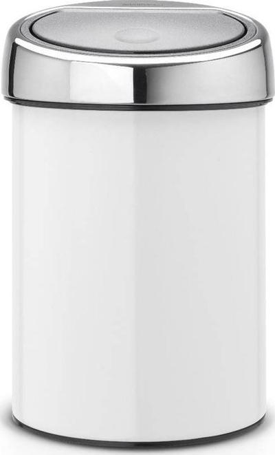 Kosh bërllogu Brabantia Touch Bin 3L, montim në mur, çelik, i bardhë