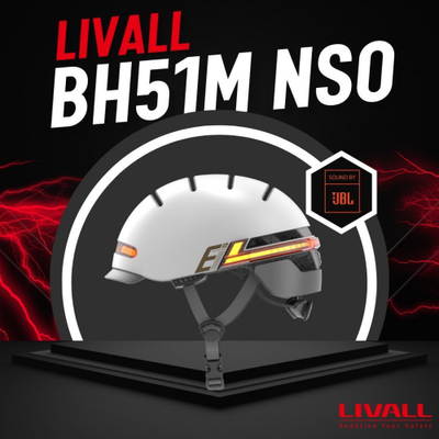 Helmetë urbane Livall BH51M NSO, Bluetooth JBL me LED dhe SOS, madhësia M, gri e hapur