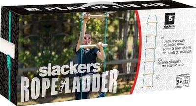 Shkallë ngjitje Slackers Ninja, 2.5 m, dru me litar, jeshile natyrale