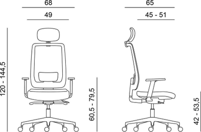 Karrige zyre Powerton Lucie ergonomike, me mbështetëse koke, portokalli