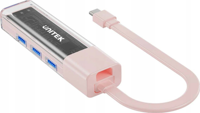 Hub USB dykahësh Unitek H1319APK01, 4x USB A, 5Gbps, rozë