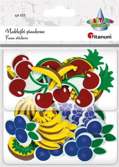 Stickers shkumë Titanum Foam Stickers Fruits Mix, 40 copë, fruta shumëngjyrëshe