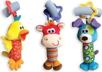 Set lodrash varëse për karrocë Playgro Tinkle Trio Sensory, 3 copë, shumëngjyrëshe