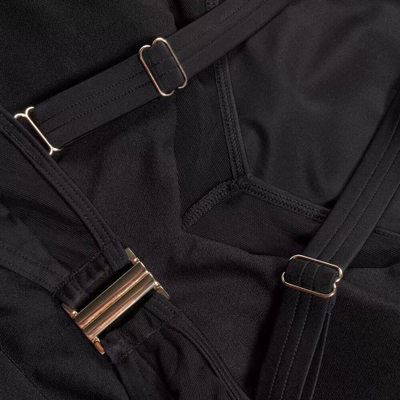 Rrobë banje njëpjesëshe Speedo Eco Mesh Detail 1p për goca, me rripa që rregullohen, ngjyrë e zezë