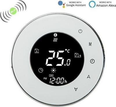 Termostat Renov8 Smart Wi-Fi, për kaldajë me gaz, kompatibil 86x86, i bardhë