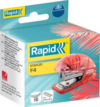 Kapës letrash Rapid F4 Mini Colour Breeze, 10 fletë, me largues kapësesh