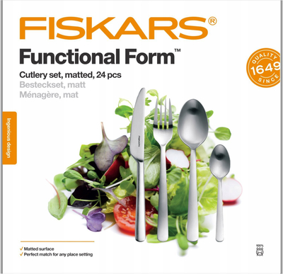Set takëmash Fiskars Cutlery Set, 24 copë, inoks mat, ngjyrë argjendi