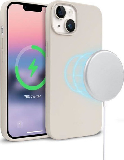 Mbulesë silikoni Crong Color Cover Magnetic, për iPhone 14 Plus, MagSafe, bezhë stone