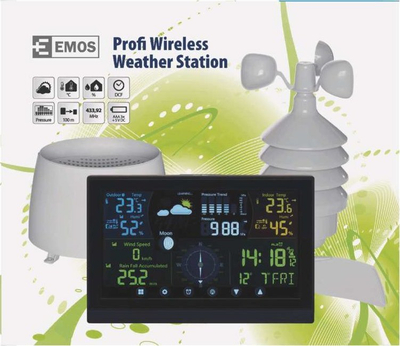 Stacion moti EMOS Profi E6016, wireless, me anemometër, i zi