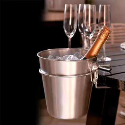 Ftohës shampanje Excellent Houseware, set 3 pjesë me mbajtëse, çelik inox, argjendtë