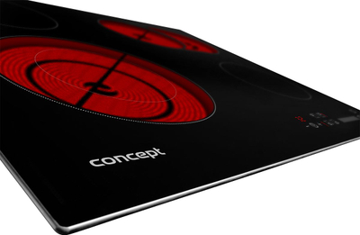 Piano qelq-keramike Concept SDV3760, 4 zona gatimi, kontroll me prekje, e zezë
