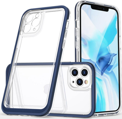Kllëf telefoni Hurtel Hybrid Armor për iPhone 11 Pro, transparent me kornizë blu