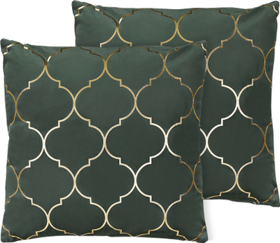 Set jastëkësh për zbukurim Beliani ALYSSUM, 45 x 45 cm, kadife, jeshile e errët