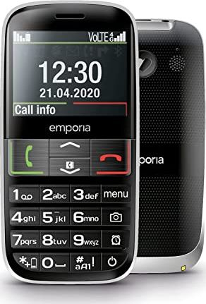 Telefoni Emporia Euphoria për të mëdhenjtë, me buton SOS, i zi