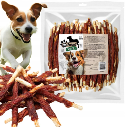 Shujtë për qen Mr. Pretzel shkop i mbështjellë me mish viçi, 500g