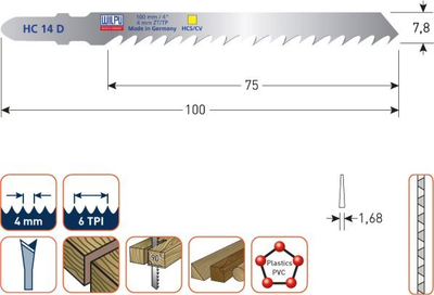 Set sharra vertikale Wilpu HC 14 D, kërcell T, 5 copë