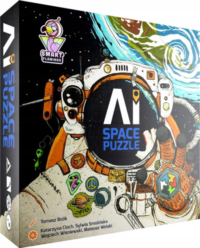 Lojë tavoline AI Space Puzzle, me bashkëpunim, me hamendje, plot me ngjyra
