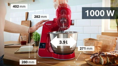 Mikser kuzhine Bosch MUM5X720, 1000W, enë inox 3.9L, i kuq