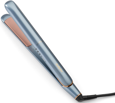 Piaster flokësh BaByliss Denim Luxe ST251PE, pllaka qeramike, temperaturë që e rregullon vetë, blu