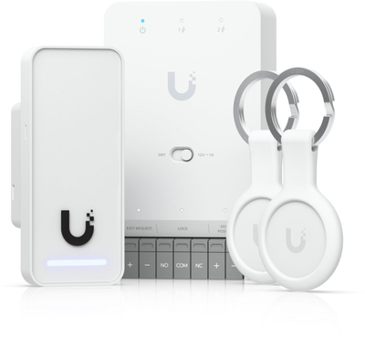 Sistem kontrolli hyrjeje Ubiquiti UniFi G3 Starter Kit, për një derë, me Apple Touch Pass, gri me të bardhë