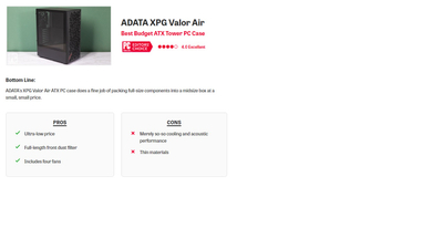 Kasë për PC Adata XPG VALOR AIR, e bardhë