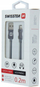 Kabllo Swissten Textile Lightning, 0.2m, USB A, gri