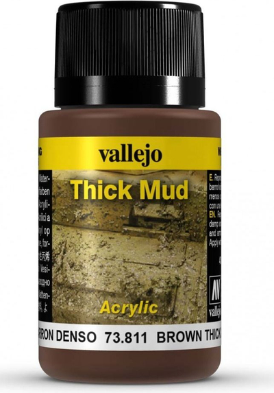 Ефект за моделирање Vallejo Brown Thick Mud, 40ml, густа кафеава кал