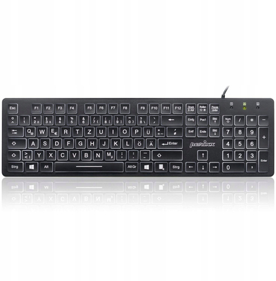 Tastierë wireless Perixx PERIBOARD-317 DE B, layout gjerman QWERTZ, me ndriçim, e zezë