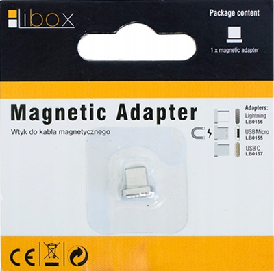 Adapter USB Libox LB0155, microUSB magnetik, argjendtë