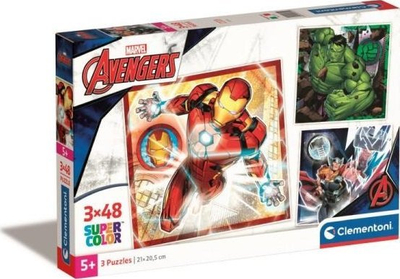 Puzzle Clementoni 25315 Marvel The Avengers, set 3x48 copa, Supercolor, me ngjyra plot