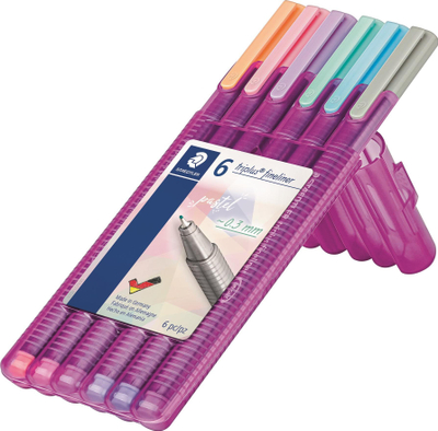 Set fineliner-ash Staedtler Triplus Pastel, 6 ngjyra, në kuti