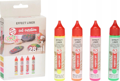 Set bojë 3D Talens Art Creation Effect Liner, neon, 4x28 ml, me ngjyra të ndryshme