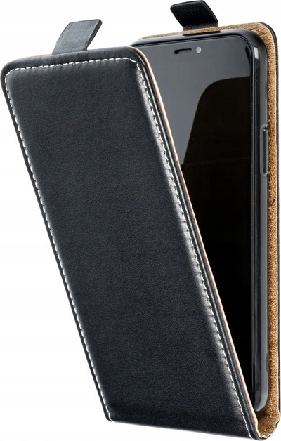 Këllëf telefoni Slim Flexi për Samsung Galaxy A55 5G, lëkurë eco, me kapak që hapet përpjetë, i zi