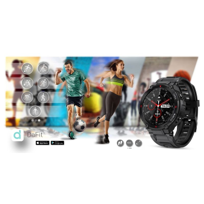 Smartwatch Giewont GW430-1, sportiv, që s’e ha uji, i zi