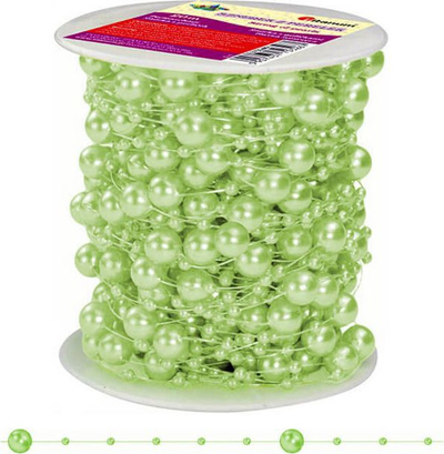 Tel dekorativ me perla Titanum Pearl Garland, 20m, i gjelbër 