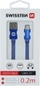 Kabllo USB Swissten Textile, USB A me USB C, 0.2m, e zezë