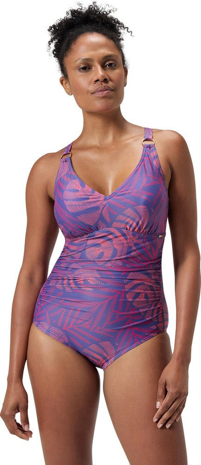 Kостим за капење Speedo Womens Shaping V Neck, моделирачки ефект, розово портокалова