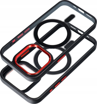 Kapak silikoni Color Edge për iPhone 16 Pro, MagSafe, transparent me skaje të zeza të kuqe
