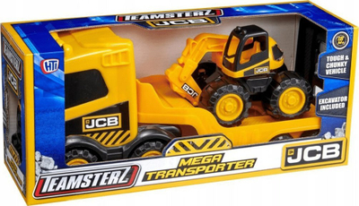 Lodër kamion transporti JCB Teamsterz, me eskavator 18 cm, i verdhë me të zi