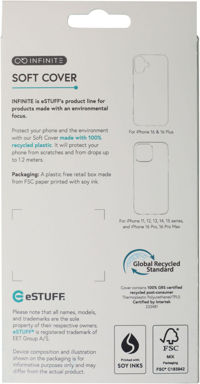 Навлака за телефон eSTUFF Infinite Vienna, 6.1\", TPU, црна