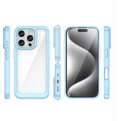 Kllëf telefoni Hurtel Outer Space për iPhone 16e, kornizë e butë, pjesa mbrapa e fortë, blu