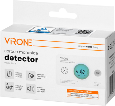 Sensor monoksidi karboni Orno, me bateri 2xAA, sensor 10 vjet