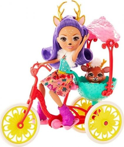 Kukull me biçikletë Mattel Enchantimals, 15cm, shumëngjyrëshe