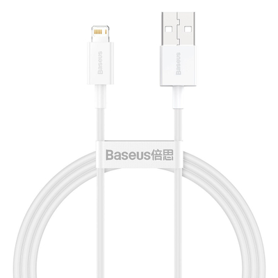 Kabllo USB Lightning Baseus Superior CALYS-A02, 1m, 2.4A, e bardhë