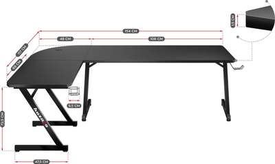 Tavolinë gaming Huzaro Hero 7.0, 154 x 117 cm, e zezë